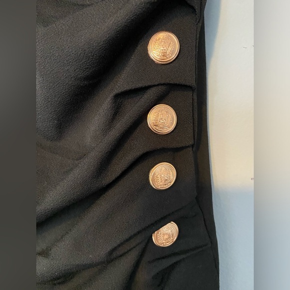 Cable and Gauge Elegant Black Wrap Top with Button Detail. Size medium. - Picture 2 of 5